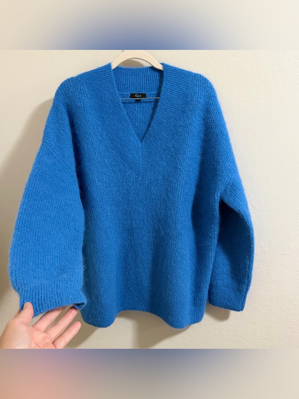 RAILS Jodie Blue V Neck Oversized Ribbed Slouchy Cozy Sweater M Alpaca blend - Picture 6 of 12